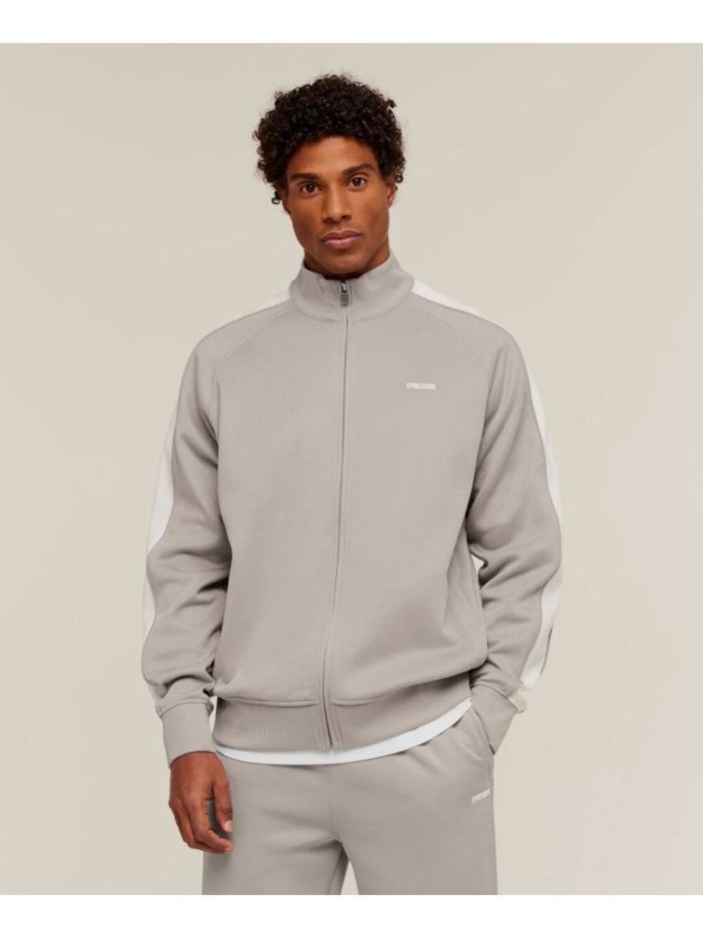 Gymshark Men's Track Jacket XXL Mushroom Grey Full Zip Athletic Top